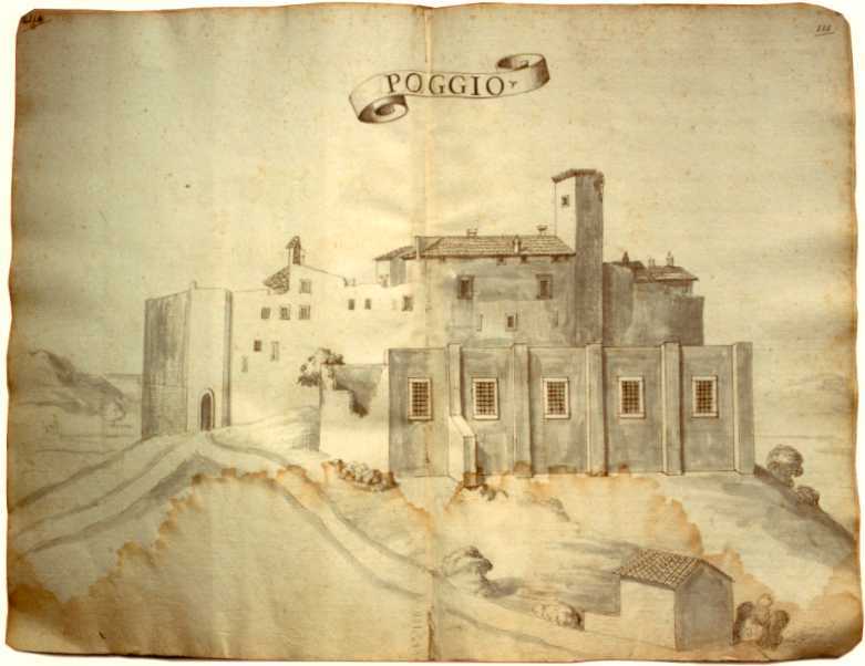 Guardea (Terni) - il castello del "Poggio" con il recinto della "quarantena" da un carteggio cinquecentesco della famiglia Doria Panphili.